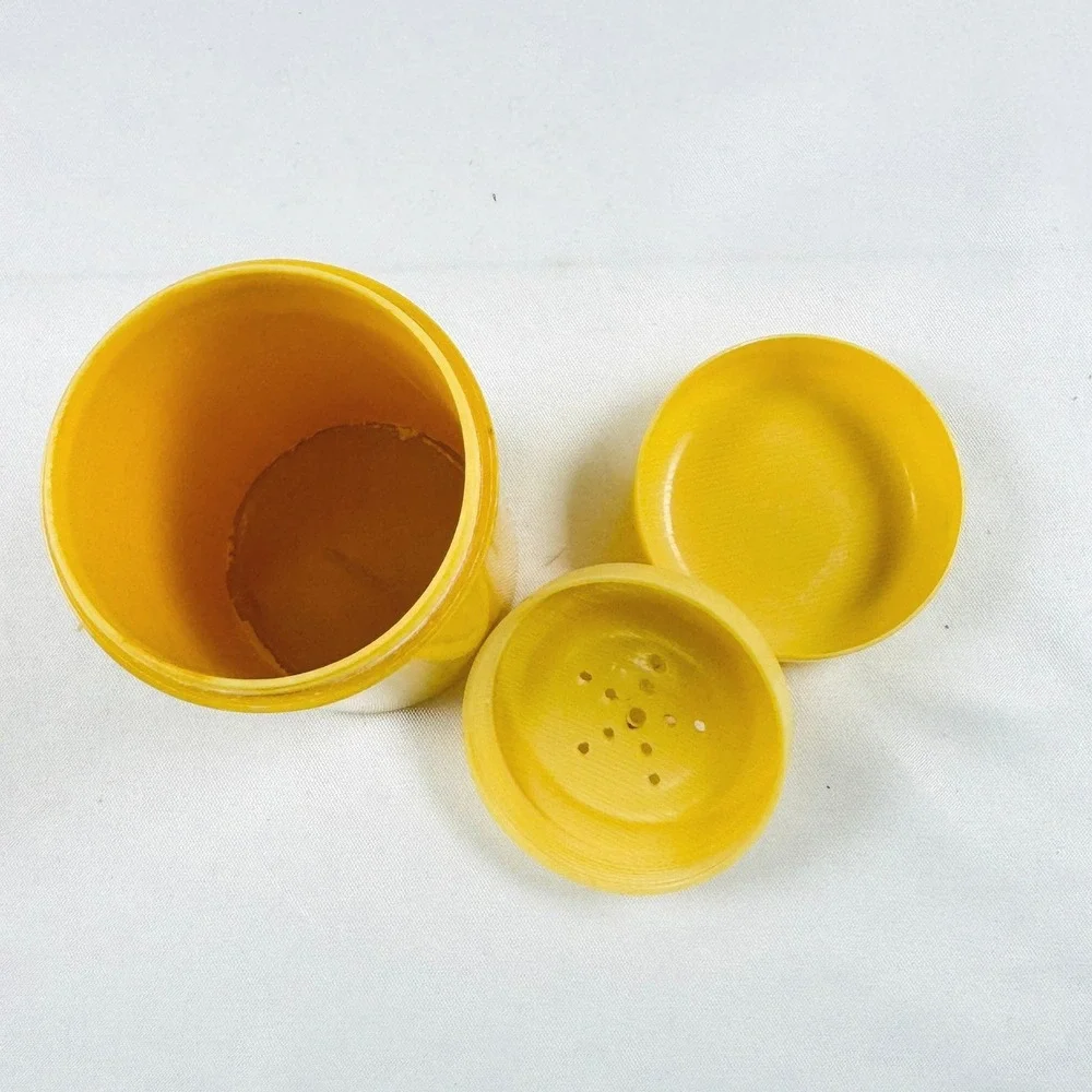 Rare Vintage DuPont Ivory Pyralin Celluloid Talcum Powder Shaker Yellow Art Deco